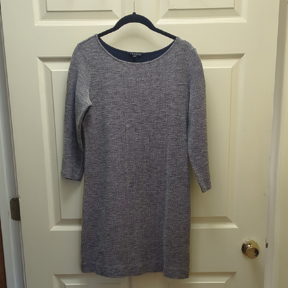 Theory Navy and White Textured Knit Top